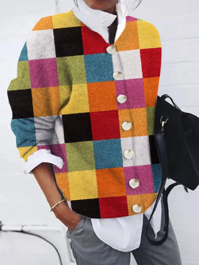 Women's Stylish Vintage Button Plush Cardigan