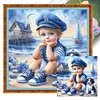 Boy And Puppy-11CT Stamped Cross Stitch 45*45cm/17.72*17.72in