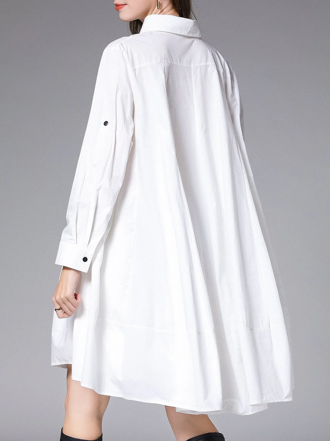 Shirred Shift Casual Midi Dress