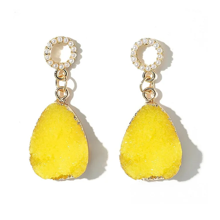 Yellow Spar Rough Earrings Natural Gifts for Her