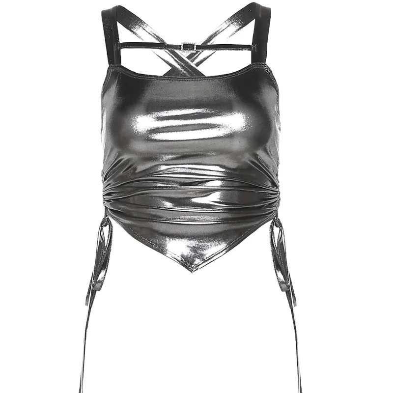 Uveng 2023 Spring And Summer New Women's Solid Color Dress Fashion Slings Folding Sexy Bare Vest Woman