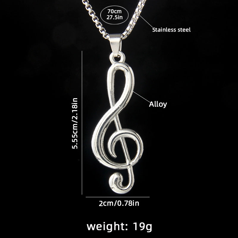 Musical Note Stainless Steel Necklace