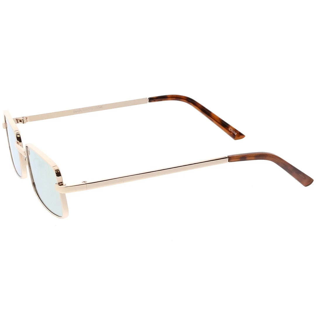Classic Small Metal Rectangle glasses Color Mirrored Flat Lens 54mm