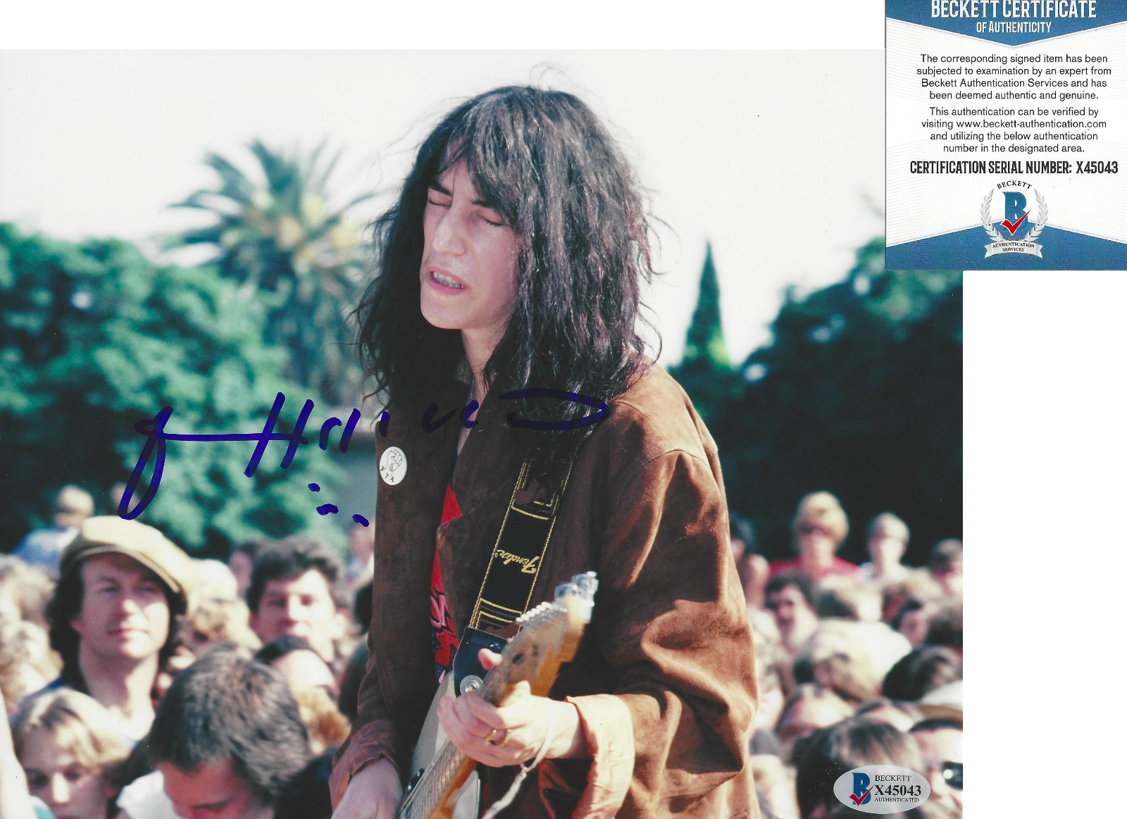 SINGER PATTI SMITH SIGNED 8x10 Photo Poster painting D PUNK ROCK LEGEND HORSES BECKETT COA BAS