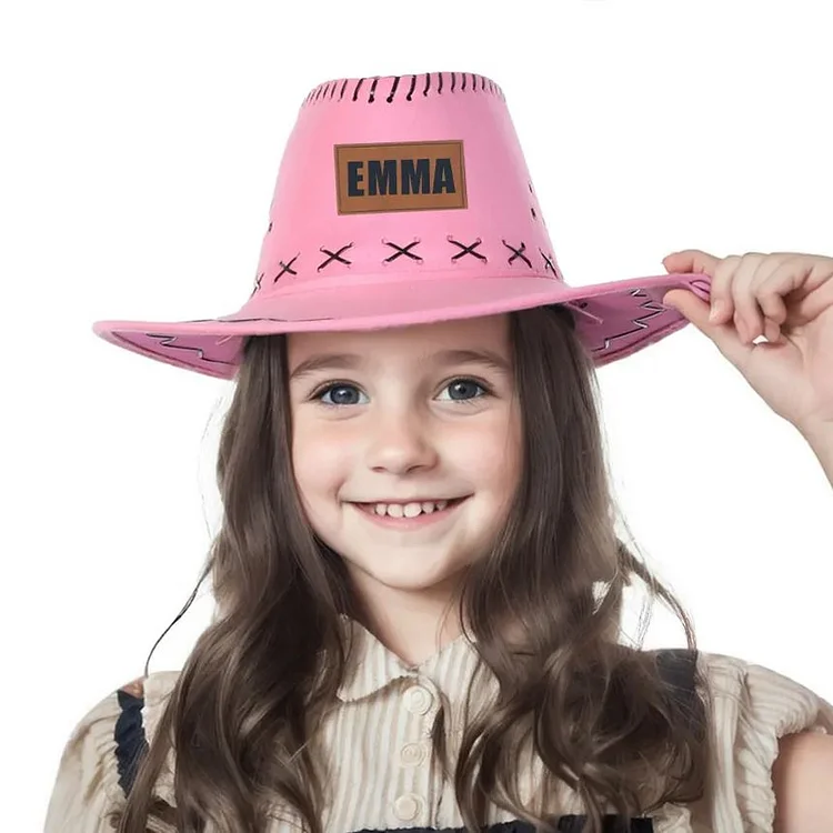 Personalized Cowboy Hat for Toddler Boys Girls Western Hat for Kids Men Women Custom Leather Patch Cowgirl Hat