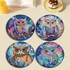 4PCS Diamond Painted Acrylic Owl Placemats Insulated Dish Mats Comes with Mats