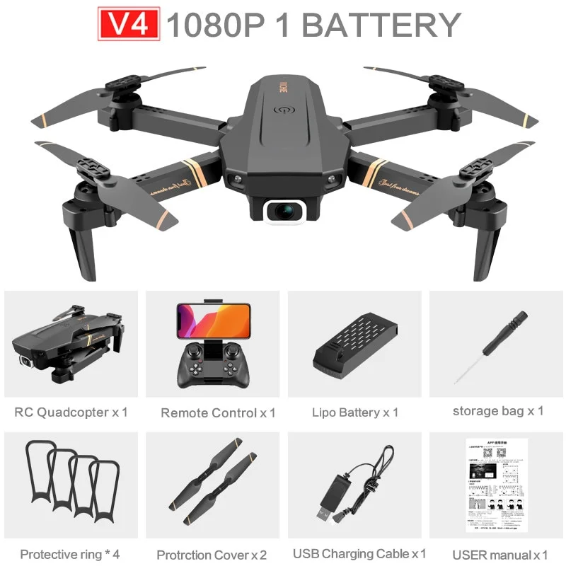 V4 Rc Drone 4k HD Wide Angle Camera 1080P WiFi fpv Drone Dual Camera Quadcopter Real-time transmission Helicopter Dron Gift Toys