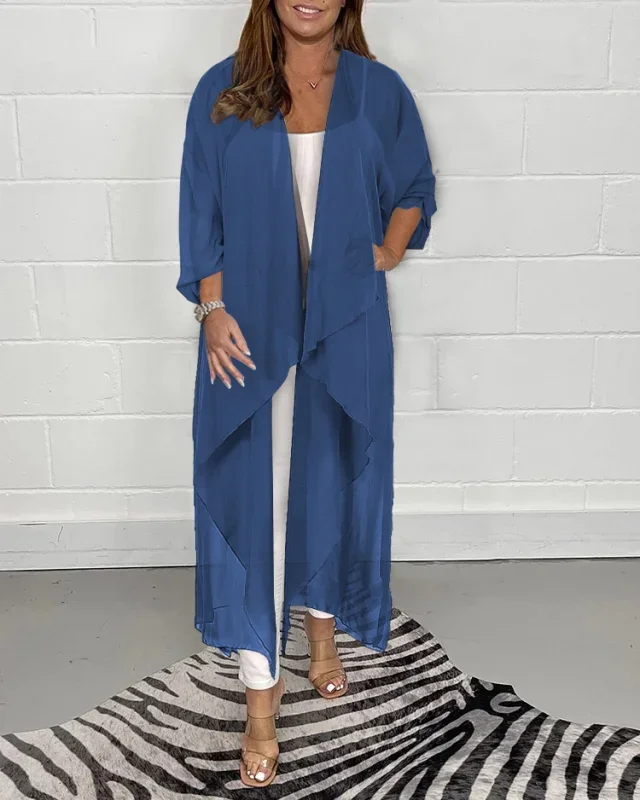 SILKY LOOSE V-NECK TOPS CARDIGAN