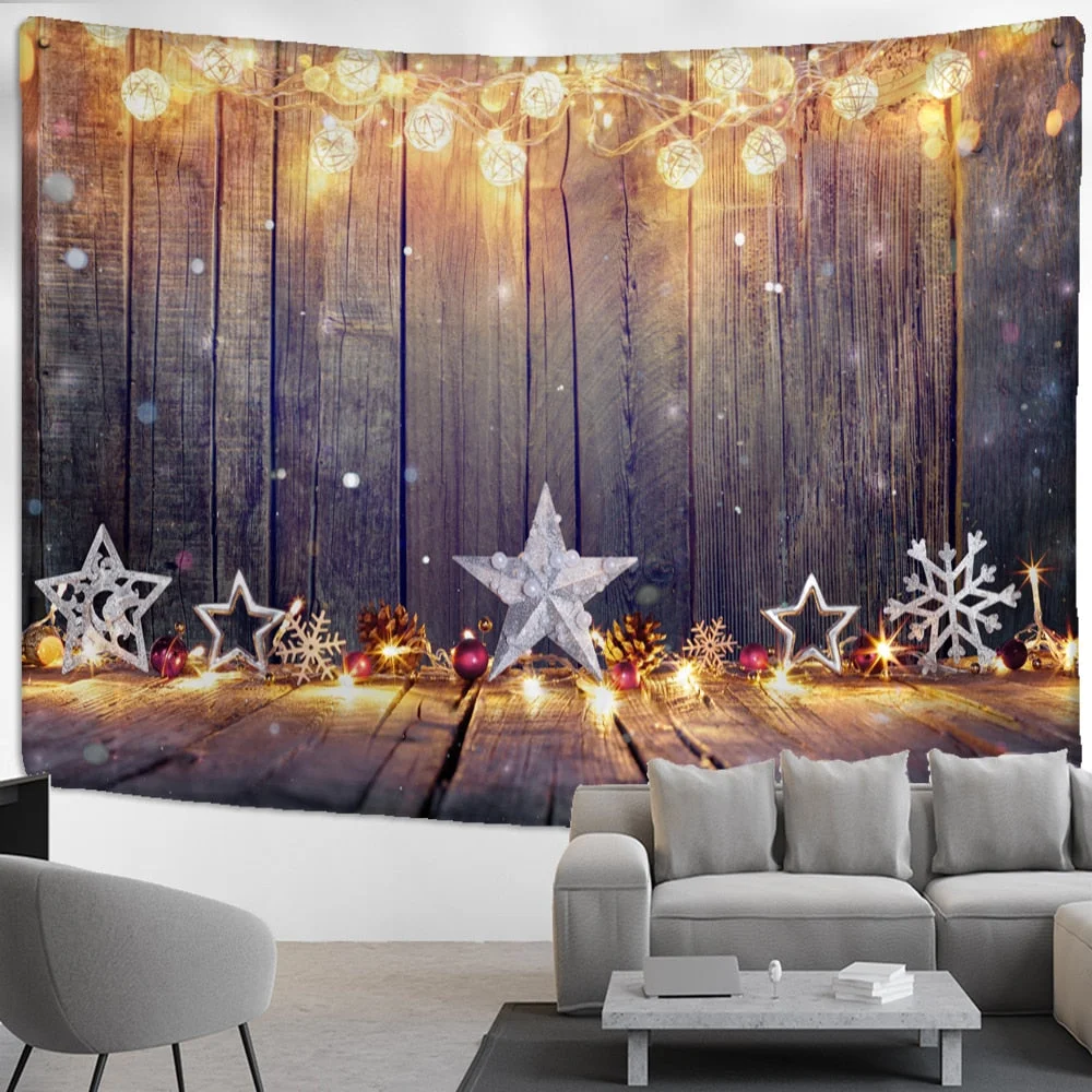 Christmas Cartoon Illustration Tapestry Wall Hanging Cute Kawaii Boho Style Background Cloth Home Decor