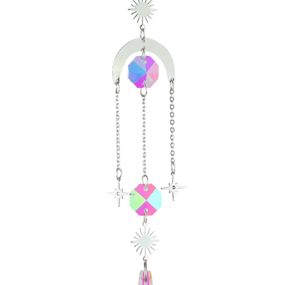 Wind Chime Crystal Catcher Hanging Ornaments Prisms Home Pendant (Moon 7)