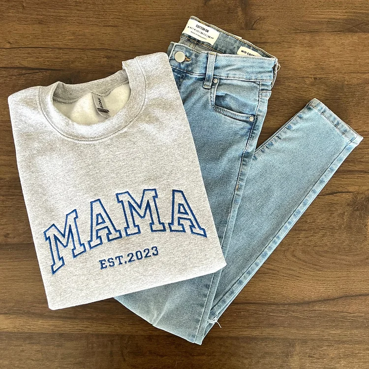 Custom Mama Est Embroidered Sweatshirt With Kids Names