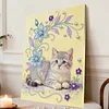 DIY Pearl Painting Cat for Home Wall Decor with Frame(40*30cm)