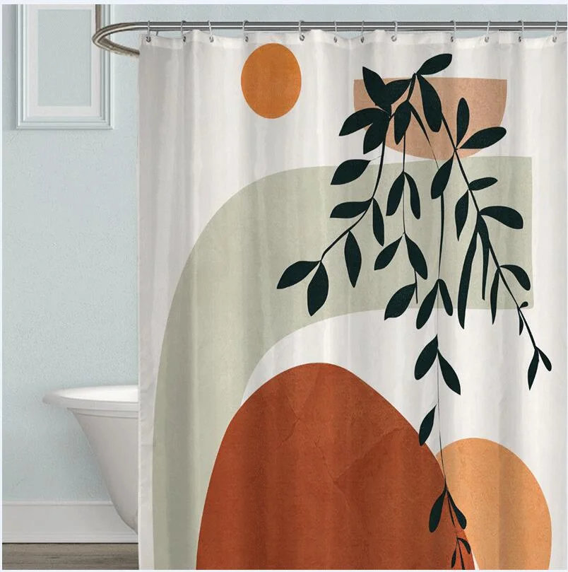 Morandi Simple Strokes Shower Curtain 100% Polyester Simple Korean Style Shower Curtain Bathroom Set Waterproof Shower Curtain