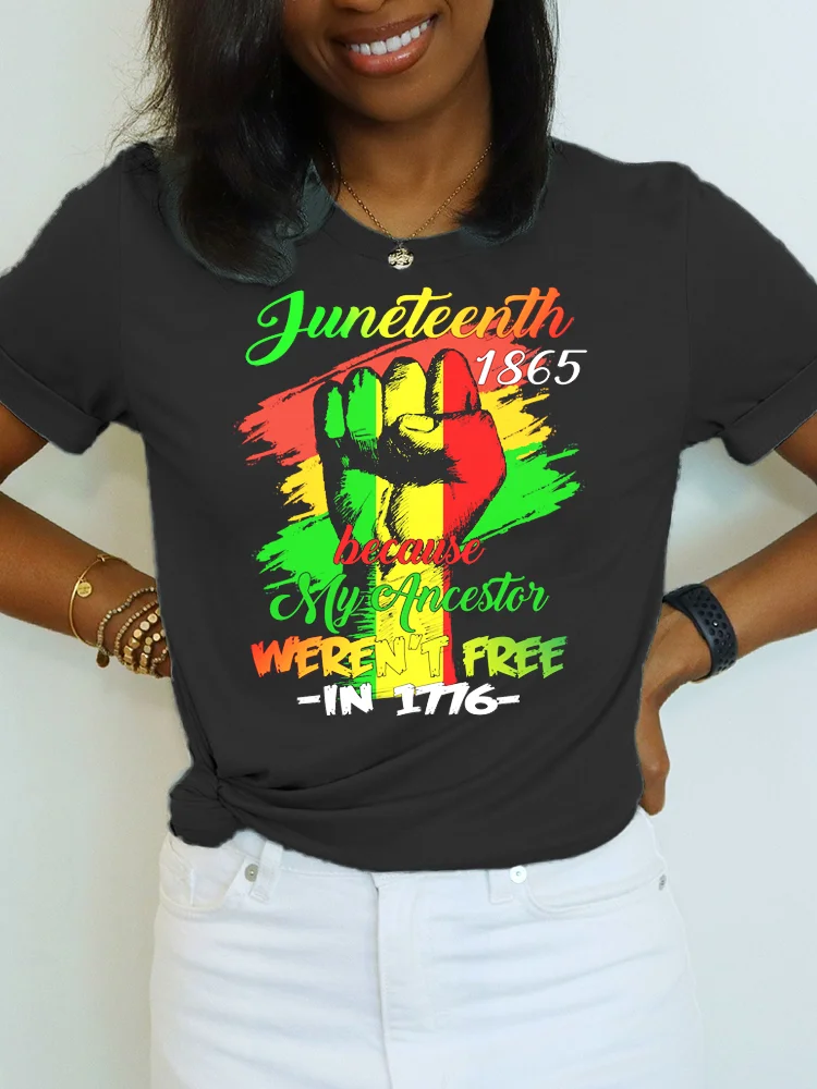 Juneteenth Black Women Crew Neck T Shirt