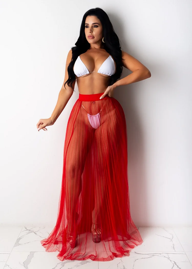 See Through Mesh Cover Up Skirt