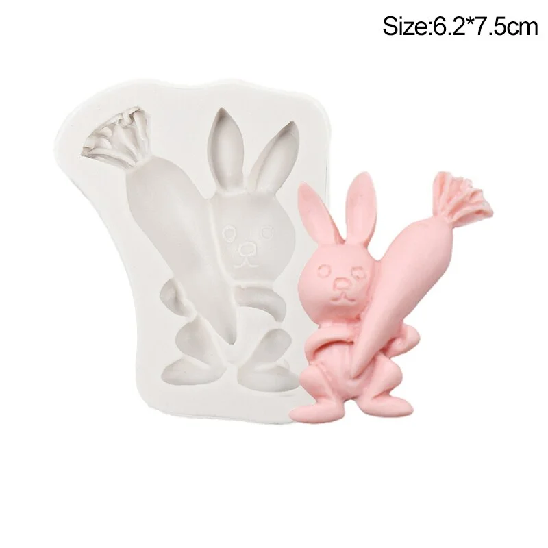 3D Easter Cookie Mold Silicone Biscuit Cutter Cute Bunny Rabbit Egg Mould Easter Party Chocolate Fondant Cake Decorating Tools