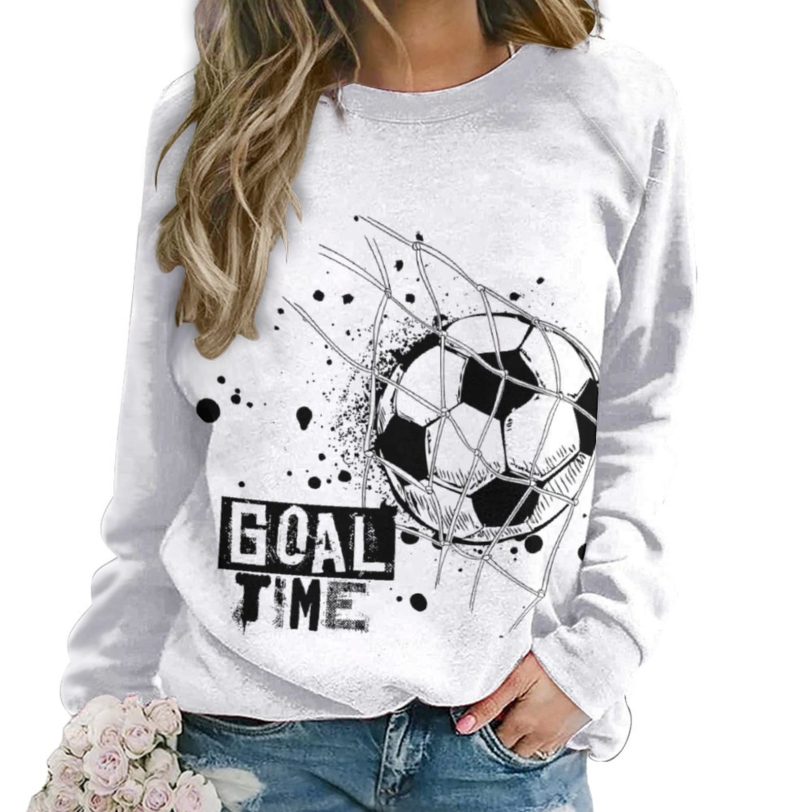 Goal Time Women's Raglan Sleeve Round Neck Sweatshirt