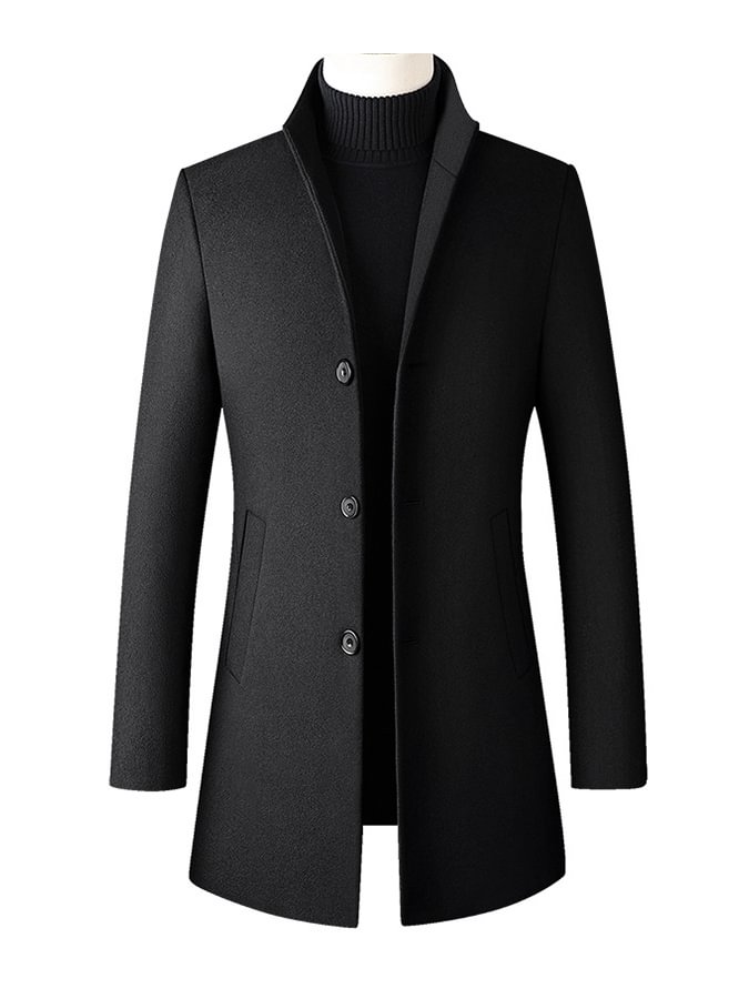 Men Autumn and Winter Mid-length Woolen Coat