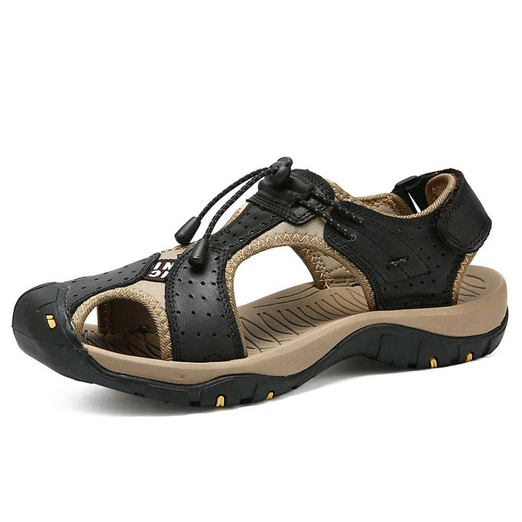 Stunahome™ Men's Leather Closed Toe Hiking Sports Sandals  Stunahome.com