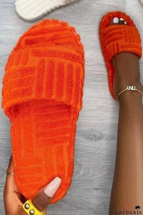 Terry Line Flats Slippers