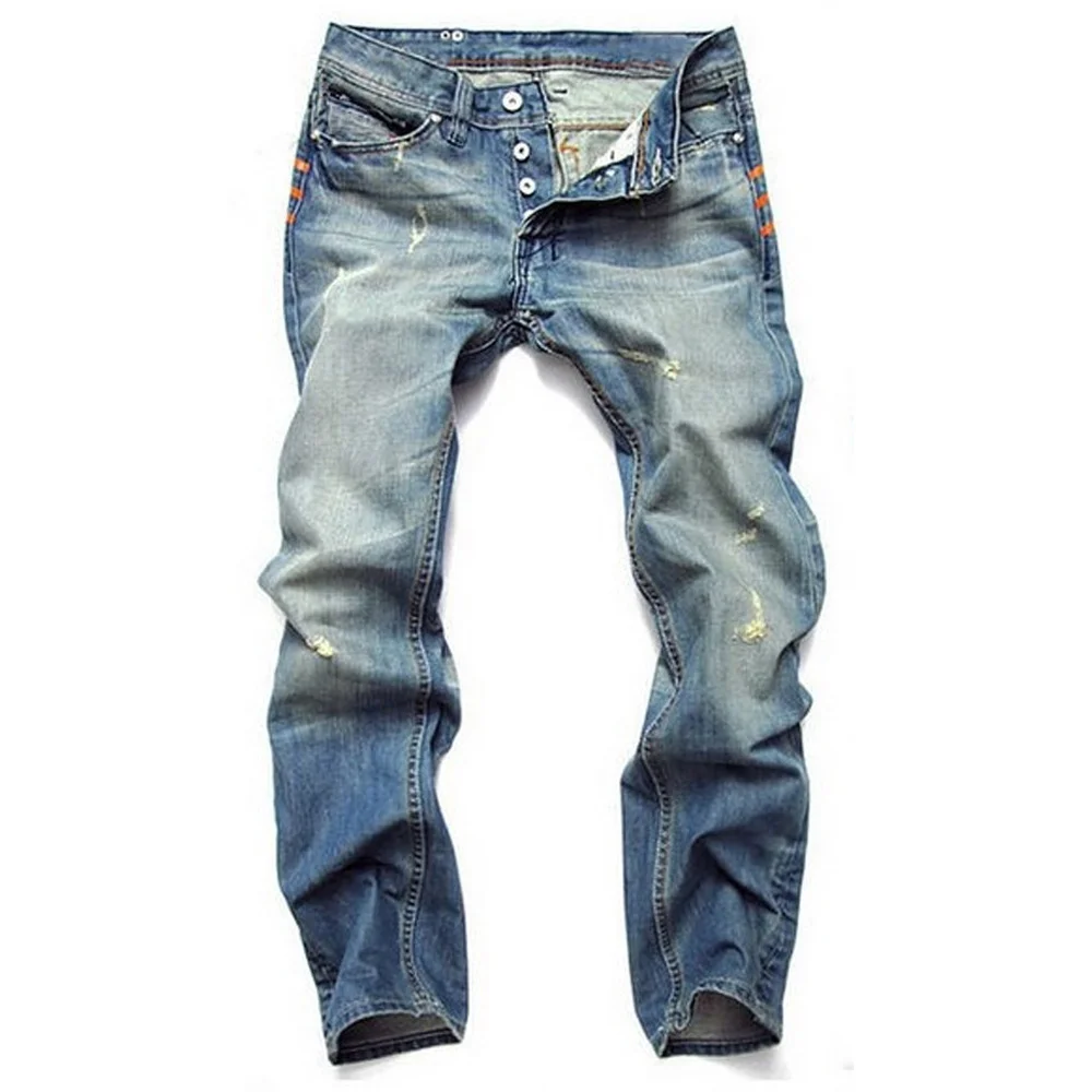 Men's Fashion Casual Straight Ripped Jeans