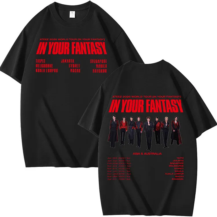 Ateez 2026 In Your Fantasy Tour Asia & Australia Setlist T-Shirt