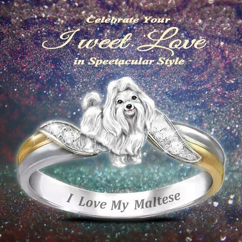 Crystal Dog Memorial Ring For Dog Lover