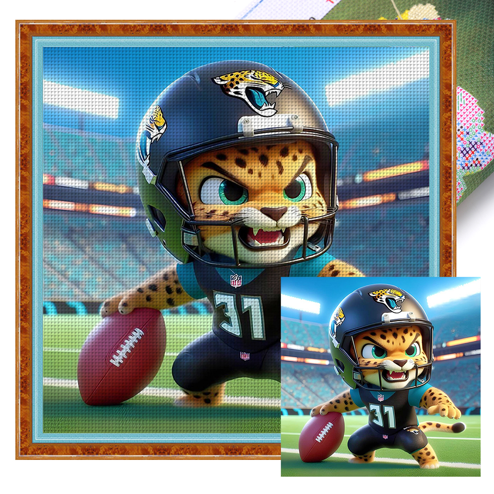 Jacksonville Jaguars Full 11CT Pre-stamped Canvas(40*40cm) Cross Stitch
