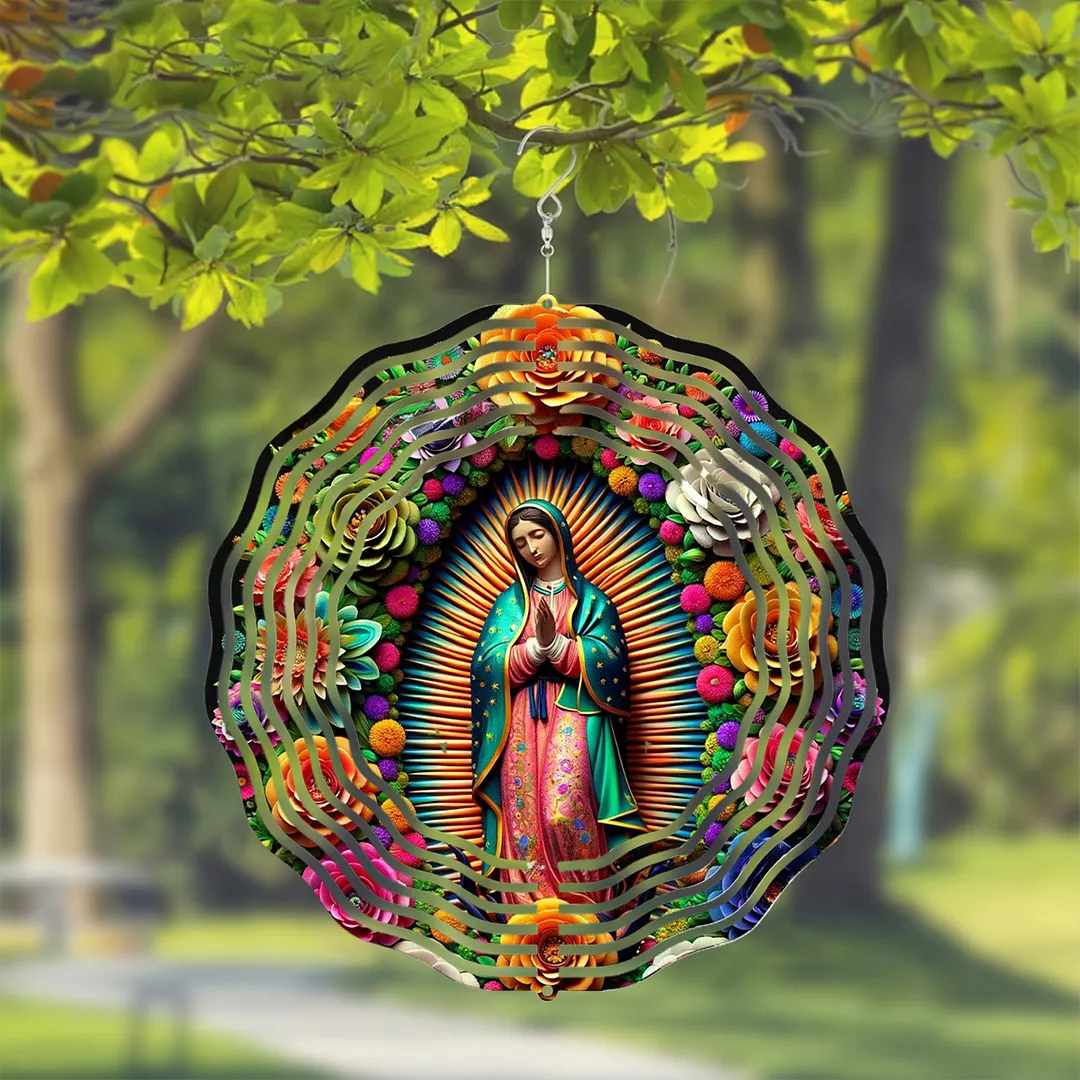 3D Hanging Wind Spinner 360 Degree Rotating 10-Inch Garden Wind Spinners Hanging Wind Catcher Art Gift for Home Garden Halloween Christmas (Jesus)