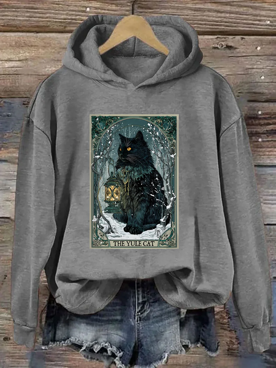 The Yule Cat Tarot Card Christmas Hoodie