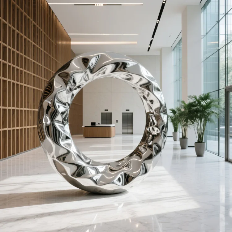 Custom Flowing Ring Modern Stainless Steel Sculpture for Luxury Interiors & Contemporary Spaces