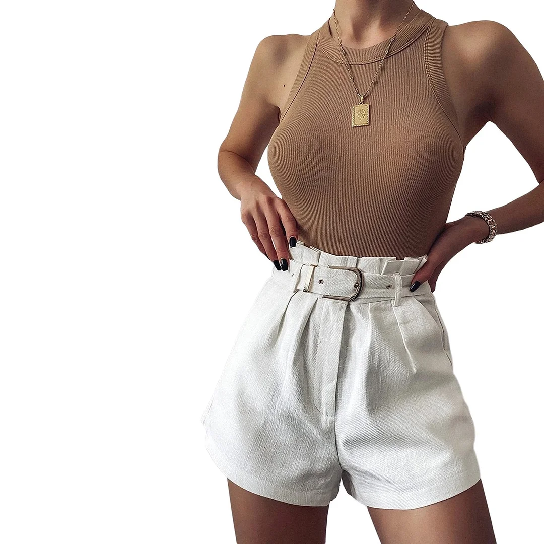 wsevypo Women Solid Color Tank Top Summer Casual Round Collar Sleeveless Ribbed Vest Basic Tops Chic Lady Slim Fit Tanks 8Colors