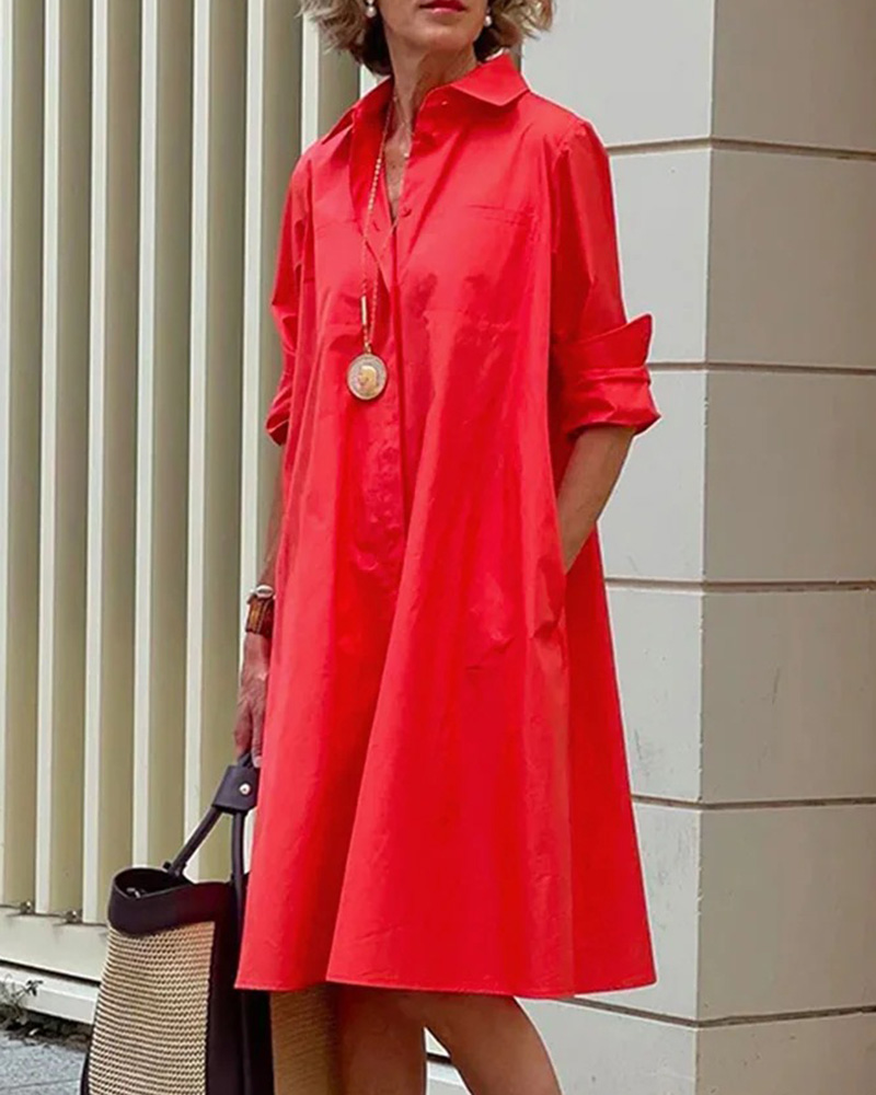 Simple Loose Shirt Dress