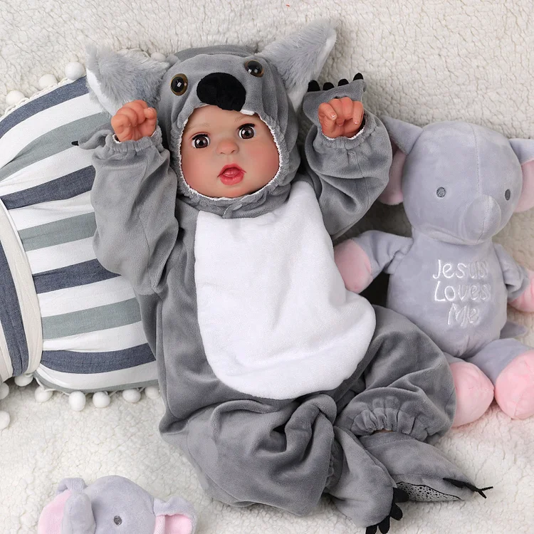Babeside Bailyn 20" Open & Close Eyes Realistic Reborn Baby Doll Adorable Girl Grey Koala