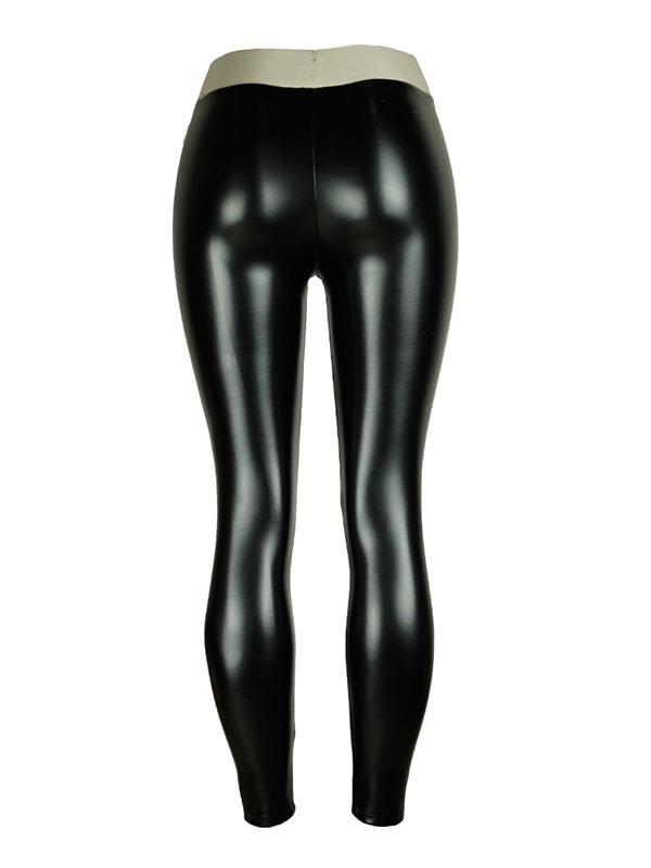 PU Large Size Letter Printing Tight Fitting Leggings