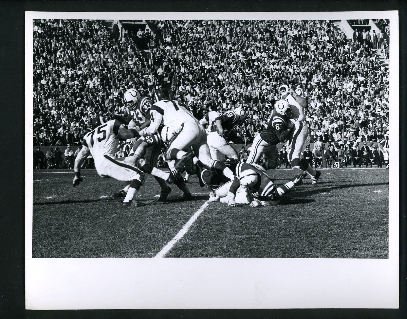 Tony Lorick Johnny Unitas Deacon Jones 1967 Press Photo Poster painting Baltimore Colts LA Rams