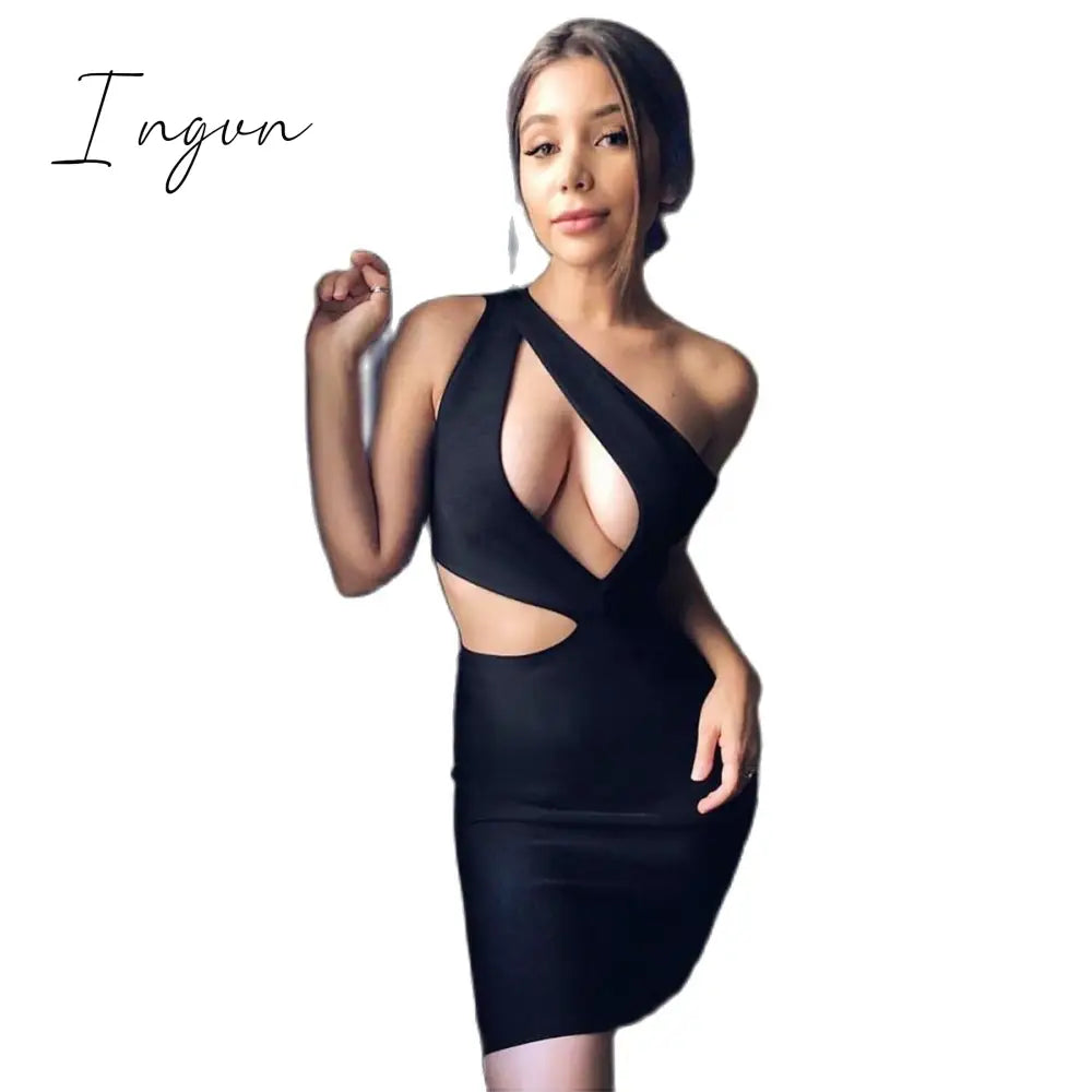 Ingvn - 2023 European American Summer New Sexy Women’s One-Shoulder Skirt Cut-Out Buttock Dress