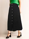 Viscose A-line Skirt with Fake Buttons and Pockets - Elegant Solid Color Regular Length Skirt for Spring, Summer, and Fall - Perfect for Womens Everyday Wear