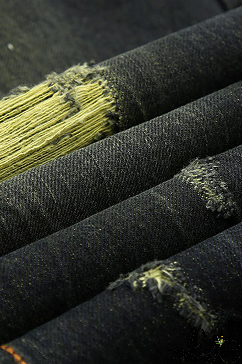 Blue Street Patchwork Tassel Ripped Make Old Bottoms