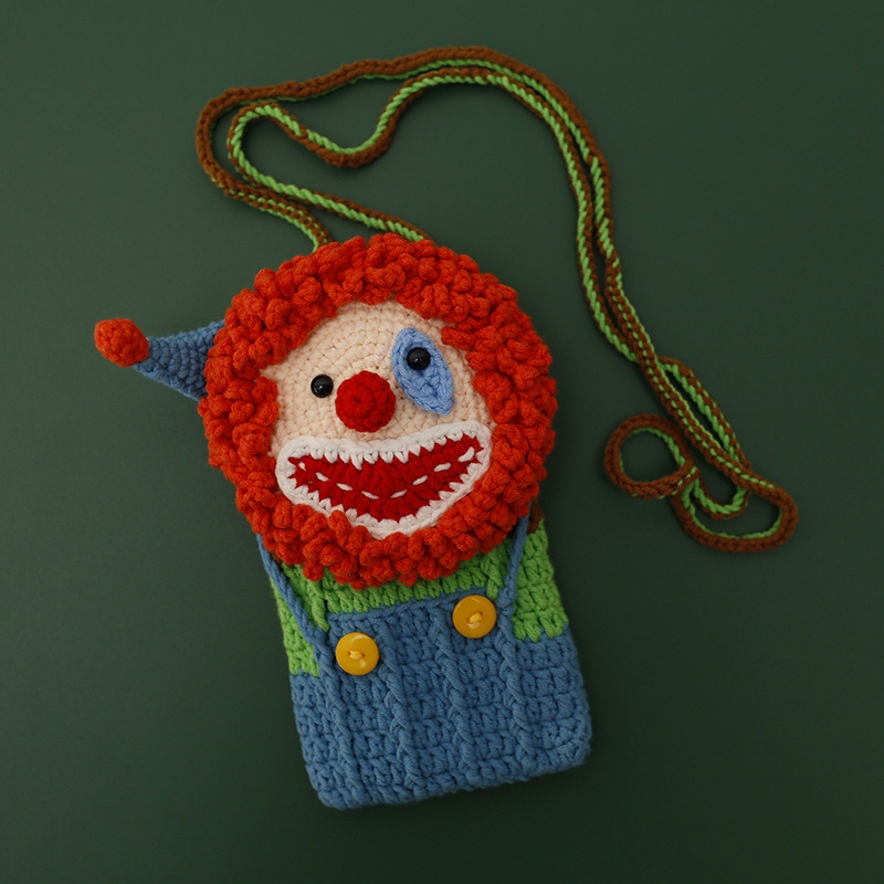 Cute Handmade Woolen Knitted Crossbody Clown Bag elevenforest