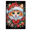 50 Pages DIY Xmas Cat A5 Special Shaped Diamond Painting Notebook