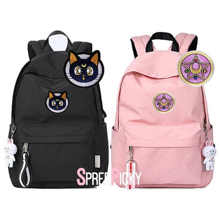 Pink/Black Exclusive Luna Embroidery School Backpack S13139