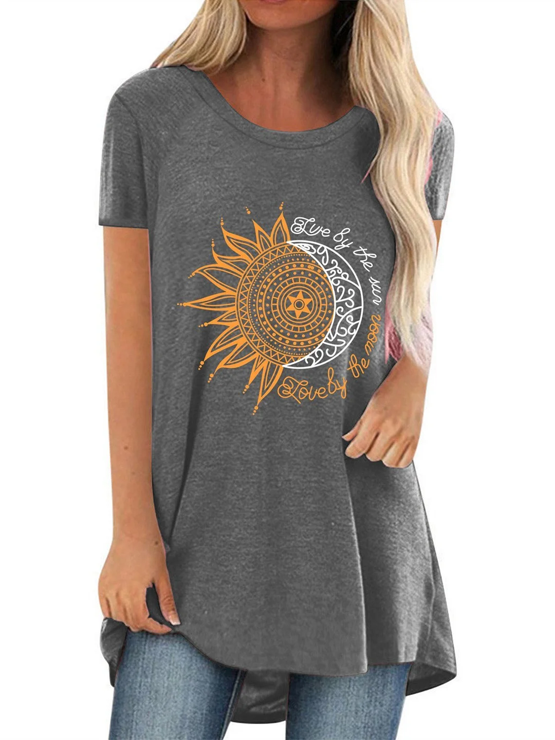 Women Half Sleeve V-neck Solid Color Dress