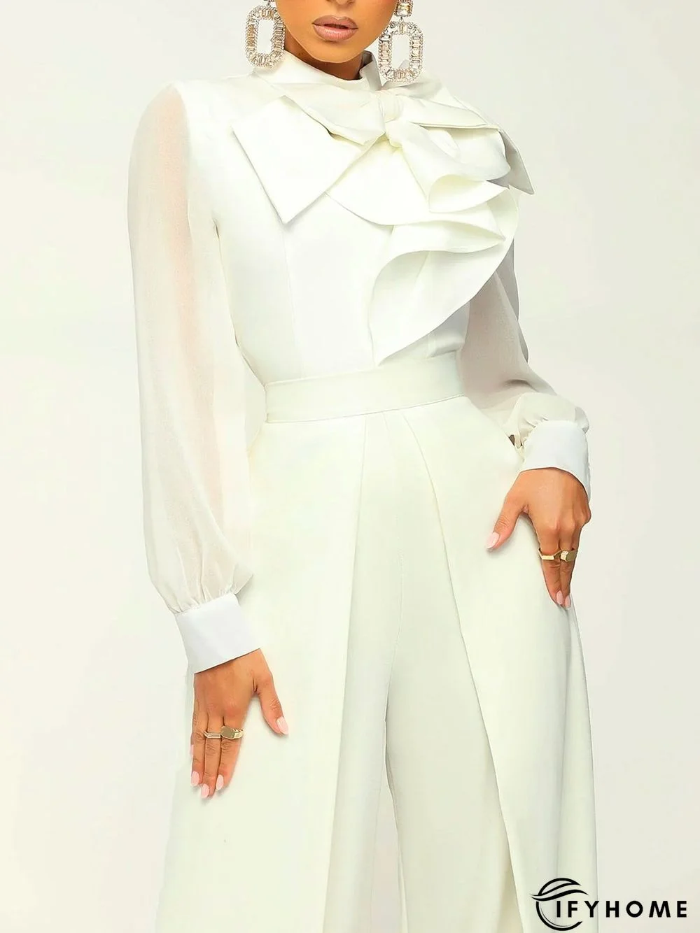 Elegant Plain Long Sleeve Regular Fit Blouse | IFYHOME