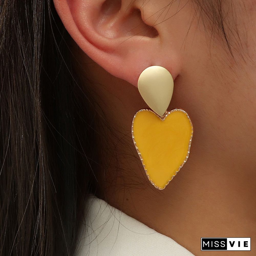 Women's Fashion Trend Alloy Geometric Heart Shaped Pendant Earrings