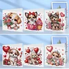 (US Local)6Pcs Flower Puppy Diamond Painting Greeting Card Diamond Handmade Card