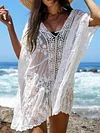 Gauze Crochet V-Back Cover-Ups Tops