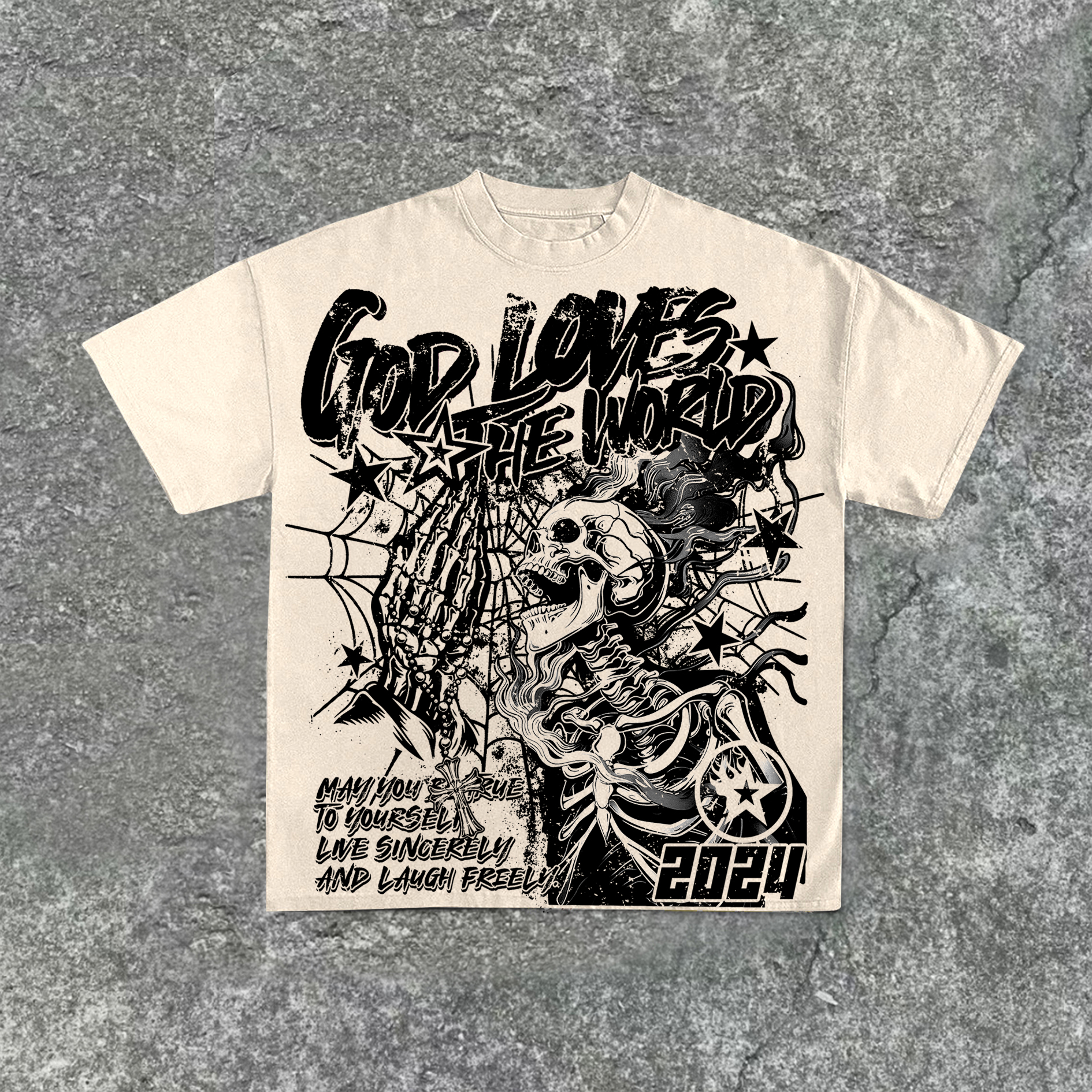 Casual Short Sleeve God Loves The World Graphics 100% Cotton T-Shirt