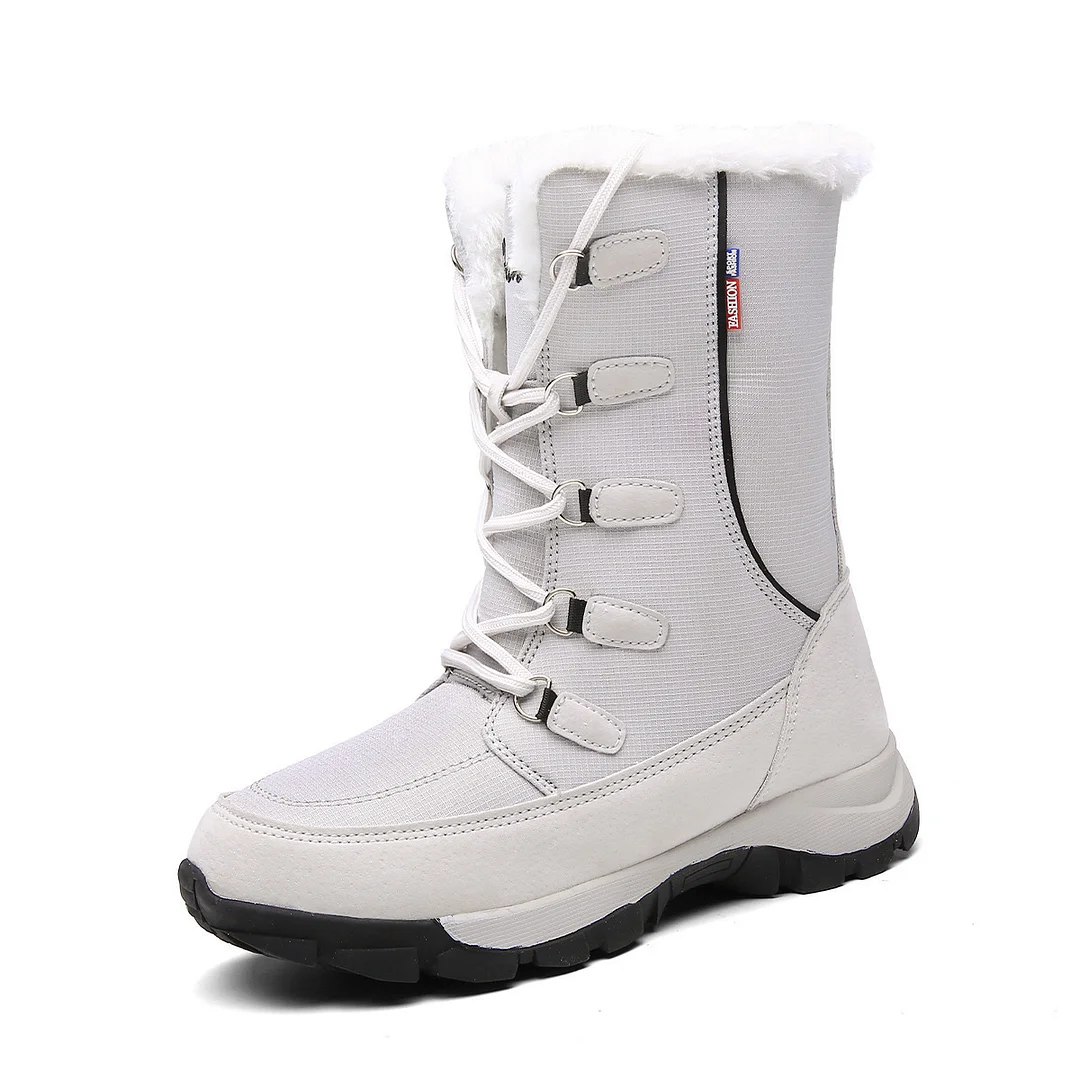 Letclo™ New Women's Plush Warm Leather Snow Boots letclo Letclo