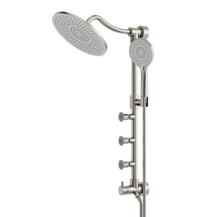EVERSTEIN 10-Inch Exposed Shower System with Body Jets Brushed Nickel 